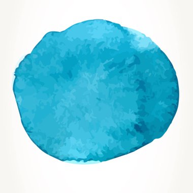Beyaz bitti izole büyük el çekilmiş mavi suluboya daire,.
