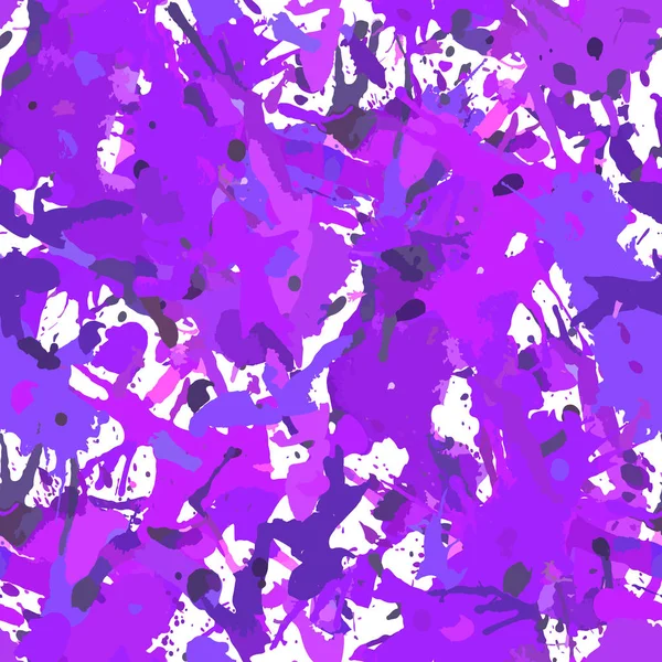 Funky Purple Paint Splashes Seamless Pattern Abstract Multicolor Vector Background — Stock Vector