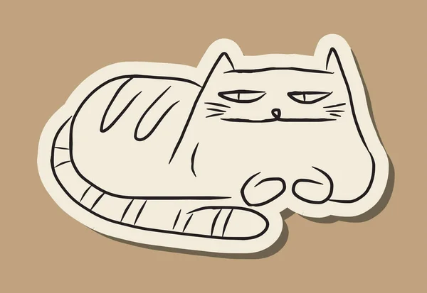 Sketsa Potongan Kertas Gambar Tangan Dari Kucing Lucu Atas Latar - Stok Vektor
