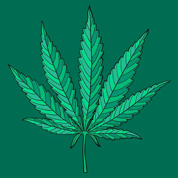 Marihuana Blatt Handgezeichnetes Designerelement Für Betäubungsmittel Cannabis Hanf Vektor Illustration — Stockvektor