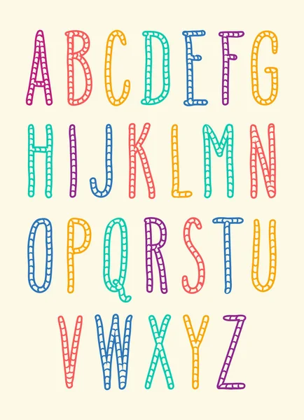 Ensemble Complet Lettres Gribouillage Multicolores Lumineuses Dessinées Main Illustration Vectorielle — Image vectorielle