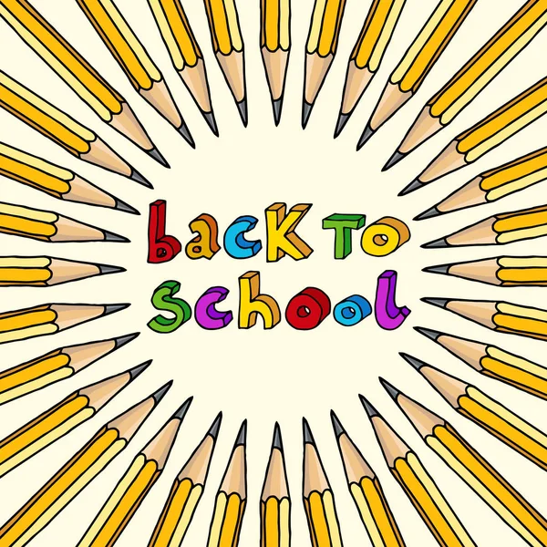 Ručně Kreslenou Vektorové Doodle Zpět Školy Vícebarevná Slova Polohovací Rám — Stockový vektor