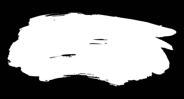 Artistic Grunge Brush Paint Stroke White Isolated Black Background Design — Stock Vector