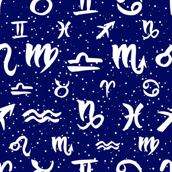 Dessiné Main Signes Zodiaque Motif Sans Couture Graphiques Vectoriels Astrologie — Image vectorielle