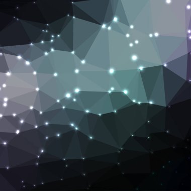 Vektör soyut geometrik koyu arka plan - köşe ışıkları ile üçgenler. Düşük poli kare biçimi desen.