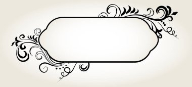 Doodle süs boş çerçeve çiçek siyah beyaz bitti izole. Vektör arka plan illüstrasyon.