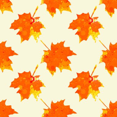 Parlak turuncu suluboya sonbahar akçaağaç yaprakları pürüzsüz desen bırakır.