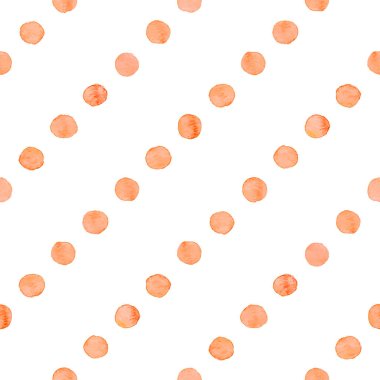 Beyaz bitti izole yuvarlak turuncu nokta sorunsuz elle çizilmiş suluboya desen yaptı.