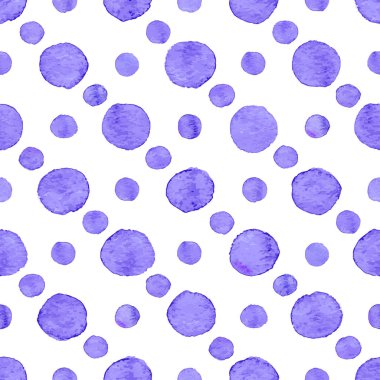 Beyaz bitti izole yuvarlak koyu mavi nokta sorunsuz elle çizilmiş suluboya desen yaptı.