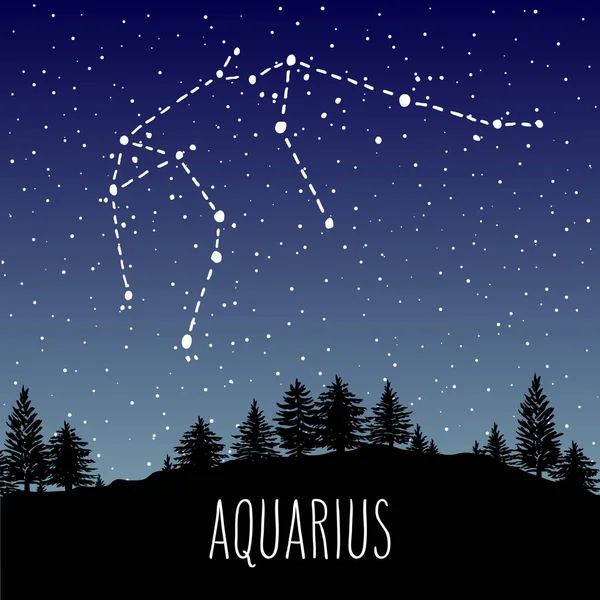 Υδροχόος Χέρι Που Zodiac Σημάδι Αστερισμό Ένα Έναστρο Ουρανό Νύχτας — Διανυσματικό Αρχείο