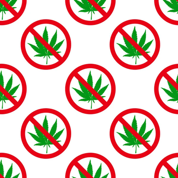 Feuille Marijuana Stop Signe Motif Sans Couture Fond Cannabis Narcotique — Image vectorielle
