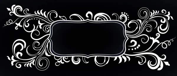 Цветочная Декоративная Пустая Рамка Белом Изолированная Поверх Черного Векторная Фоновая — стоковый вектор