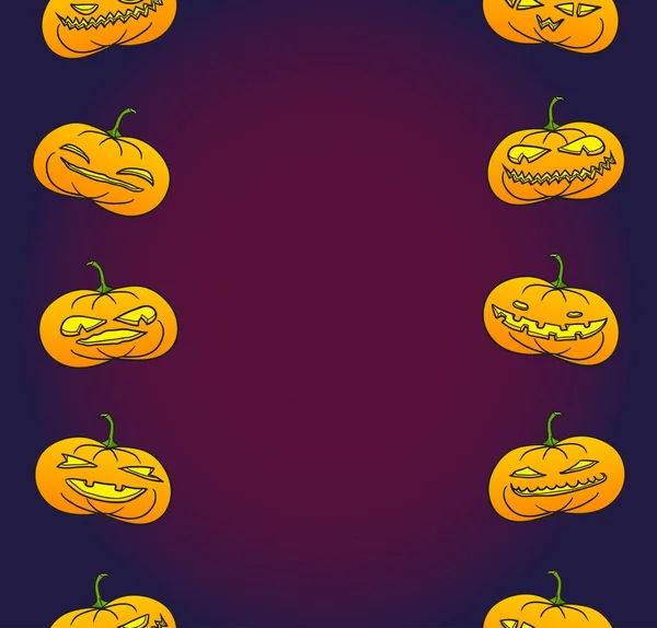 Carte Vœux Halloween Traditionnelle Dessinée Main Avec Des Lanternes Citrouille — Image vectorielle