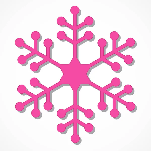Ένα Ζεστό Ροζ Νιφάδα Χιονιού Απομονωθεί Λευκό Φόντο — Διανυσματικό Αρχείο
