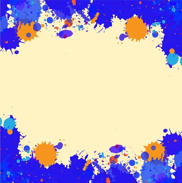 Zářivé Světlé Modré Oranžové Akvarel Barvy Umělecké Šplouchat Nad Béžové — Stockový vektor