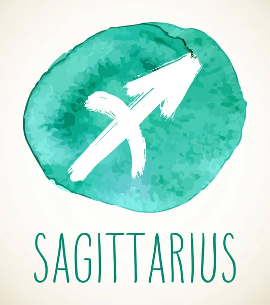 Sagittario Disegnato Mano Segno Zodiacale Illustrazione Sopra Verde Acqua Verde — Vettoriale Stock