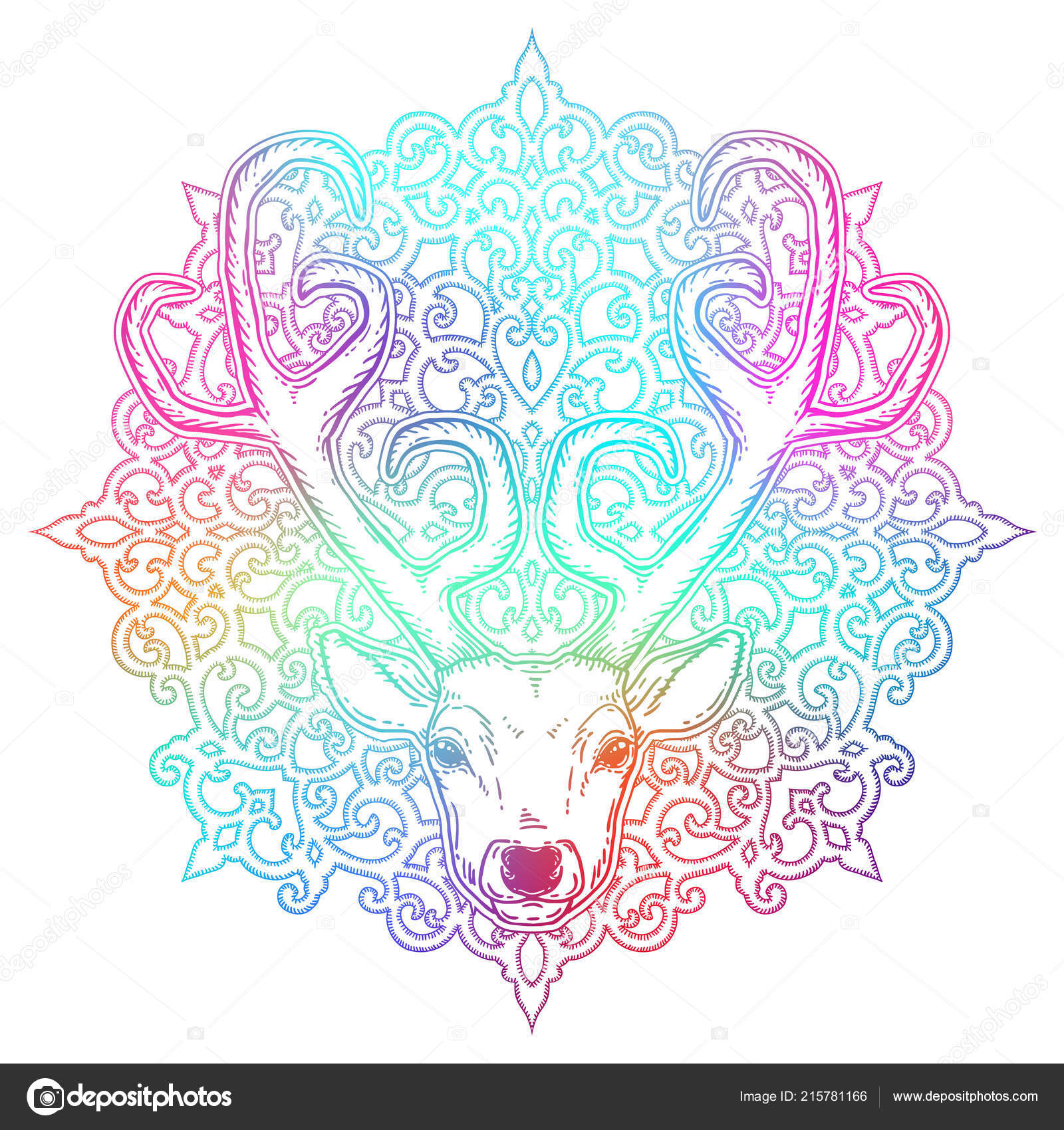 Defekt Tilføj til Frontier Beautiful Hand Drawn Tribal Style Deer Head Ornate Mandala Magic Stock  Vector Image by ©de-kay #215781166