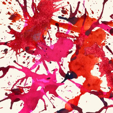 Parlak kırmızı renkli sanatsal boya sıçramalarına, kare biçimi.