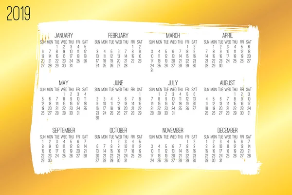 Año 2018 Vector Calendario Moderno Mensual Semana Partir Del Domingo — Vector de stock