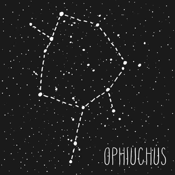 Ophiuchus Décima Terceira Mão Desenhou Constelação Signo Zodíaco Branco Sobre — Vetor de Stock