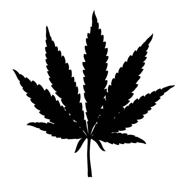 Marihuana Blatt Hand Gezeichnetes Rauschgift Cannabis Silhouette Design Element Hanf — Stockvektor