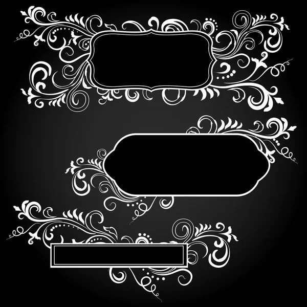 Doodle Floral Elegante Molduras Ornamentais Branco Definido Branco Isolado Sobre — Vetor de Stock