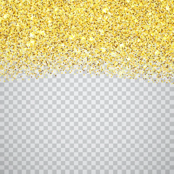 Gouden Glitter Golf Textuur Grens Transparante Checker Achtergrond Abstracte Gouden — Stockvector