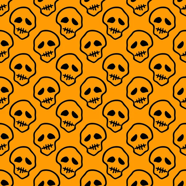 Vector Halloween Doodle Scheelt Naadloos Patroon Ontwerpachtergrond Voor Feestposter Met — Stockvector