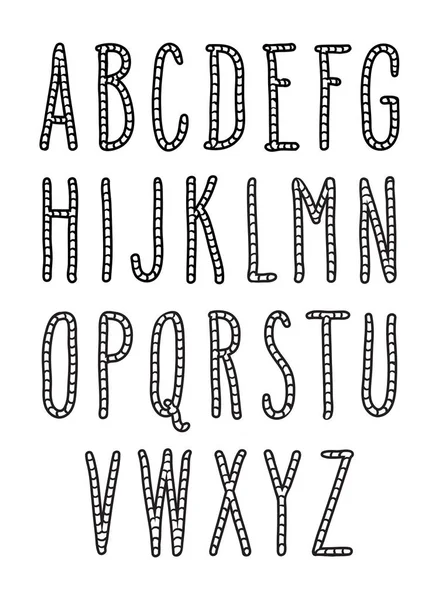 背の高い手描き落書きの文字の完全なセット 白で分離された黒のベクトル図 — ストックベクタ