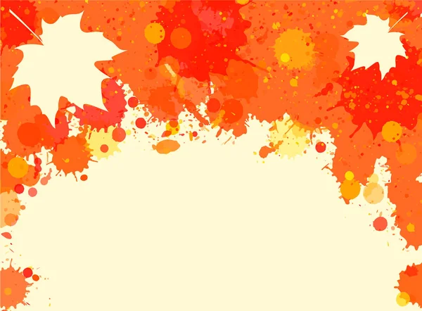 色彩艳丽的橙色水彩画框架 秋天枫叶 水平格式 — 图库矢量图片