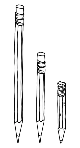 Brevpapper Ställa Handritad Vektorillustration Doodle Pennor Collection Svart Kontur Isolerade — Stock vektor