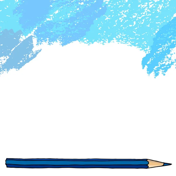Vetor Azul Freeform Traços Doodle Ilustração Quadro Branco Lápis Borda —  Vetores de Stock