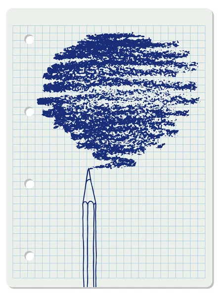 矢量自由笔划涂鸦空白框和铅笔 手绘边框图附在方格笔记本页上 — 图库矢量图片