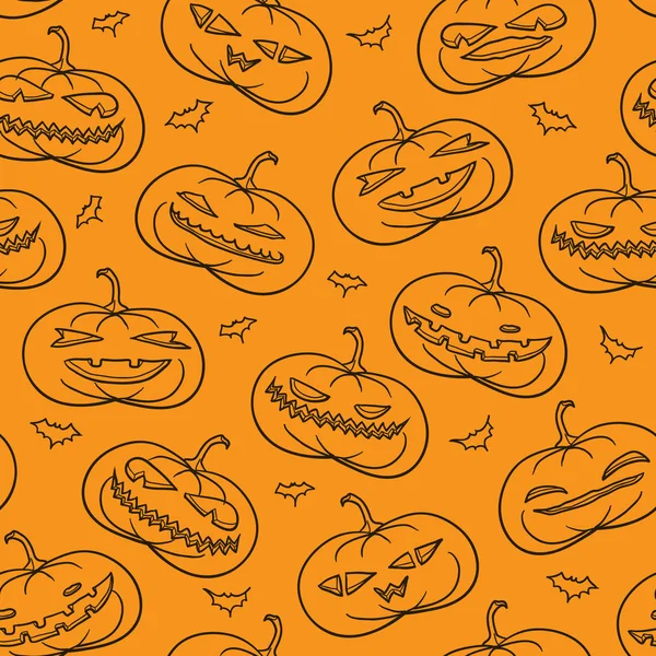 Calabazas Halloween Patrón Naranja Sin Costura — Vector de stock