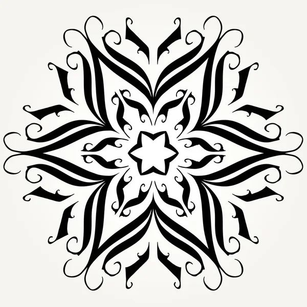 Ornate Doodle Roseta Redonda Preto Sobre Fundos Brancos Mandala Formada — Vetor de Stock