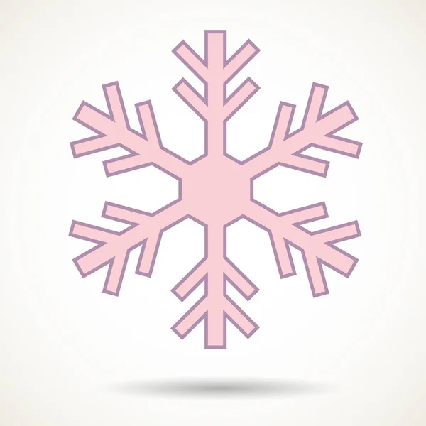 Pastel Roze Sneeuwvlok Witte Achtergrond Met Schaduw — Stockvector