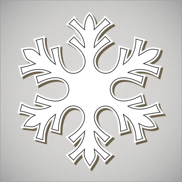 Κοπής Χαρτιού Άσπρη Νιφάδα Χιονιού Σκιά Πάνω Από Γκρίζο Φόντο — Διανυσματικό Αρχείο