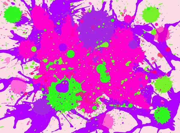 Vibrante Rosa Brillante Verde Neón Acuarela Pintura Artística Multicolor Salpicaduras — Vector de stock