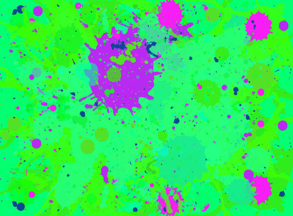 Vibrant bright green and pink watercolor paint artistic multicolor splashes background, horizontal format.