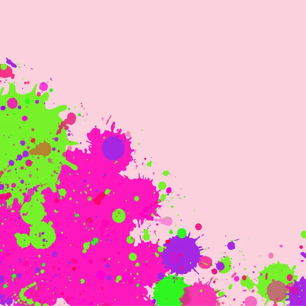 Vibrante Rosa Brillante Verde Acuarela Marco Salpicaduras Artísticas Con Espacio — Vector de stock