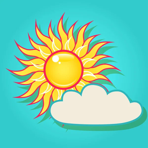 Summer Bright Shining Sun Cloud Blue Sky — Stock Vector