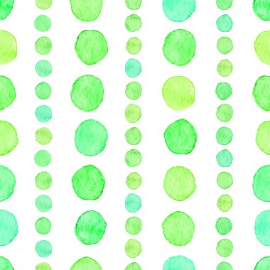 Beyaz bitti izole yuvarlak yeşil nokta sorunsuz elle çizilmiş suluboya desen yaptı.