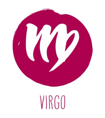 Burç başak el çekilmiş. Astroloji tasarım öğesi. Vektör grafik illüstrasyon kırmızı serbest form fırça konturu daire beyaz bitti izole.