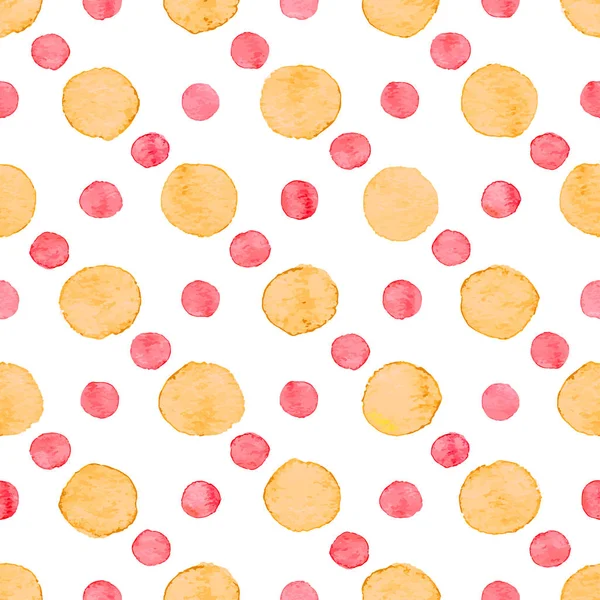 Seamless Hand Drawn Watercolor Pattern Made Red Orange Dots Isolated — Stock Vector