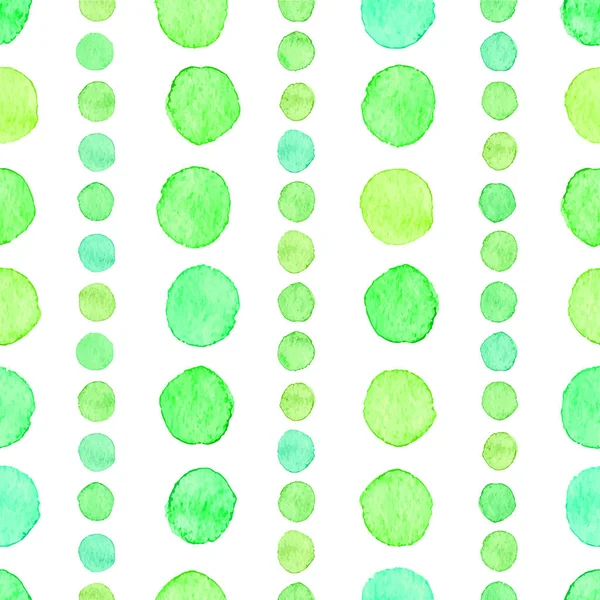 Beyaz bitti izole yuvarlak yeşil nokta sorunsuz elle çizilmiş suluboya desen yaptı.