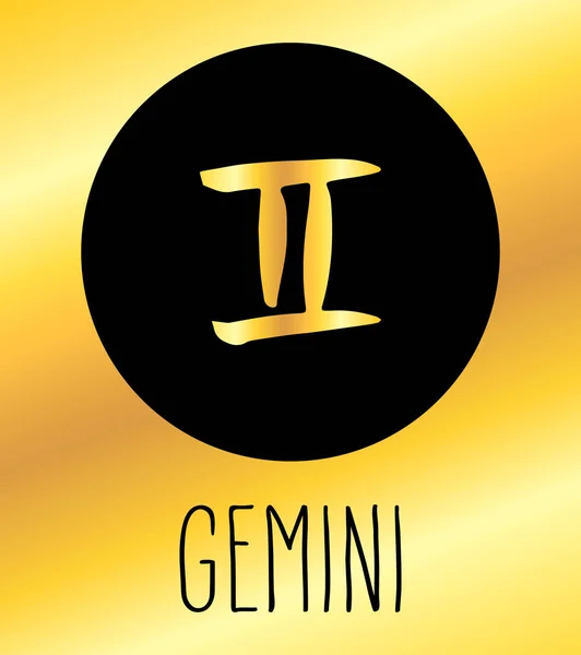 Gemini Rukou Nakreslené Ilustrace Znamení Zvěrokruhu Vektorové Grafické Astrologie Symbol — Stockový vektor