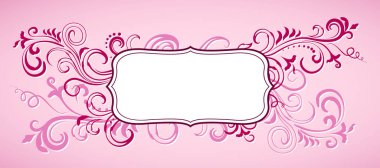 Pembe çiçekli süs çerçeve.