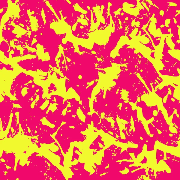 Funky Pink Yellow Paint Splashes Seamless Pattern Abstract Multicolor Vector — Stock Vector