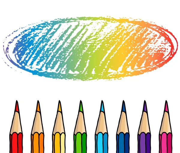 Farbstifte Streichen Handgezeichnete Vektor Doodle Illustration Leeren Bunten Rahmen Bildungspapier — Stockvektor