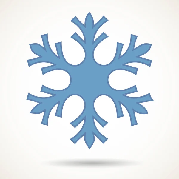 Pastell Blå Snowflake Över Vit Bakgrund Med Skugga — Stock vektor
